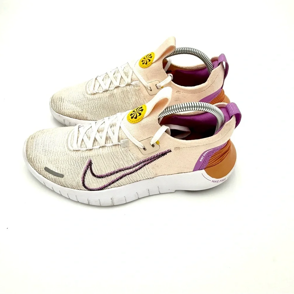 Nike Nike‎ Run Flyknit Next Nature Women's Sneakers in Cream, Purple, and Orange